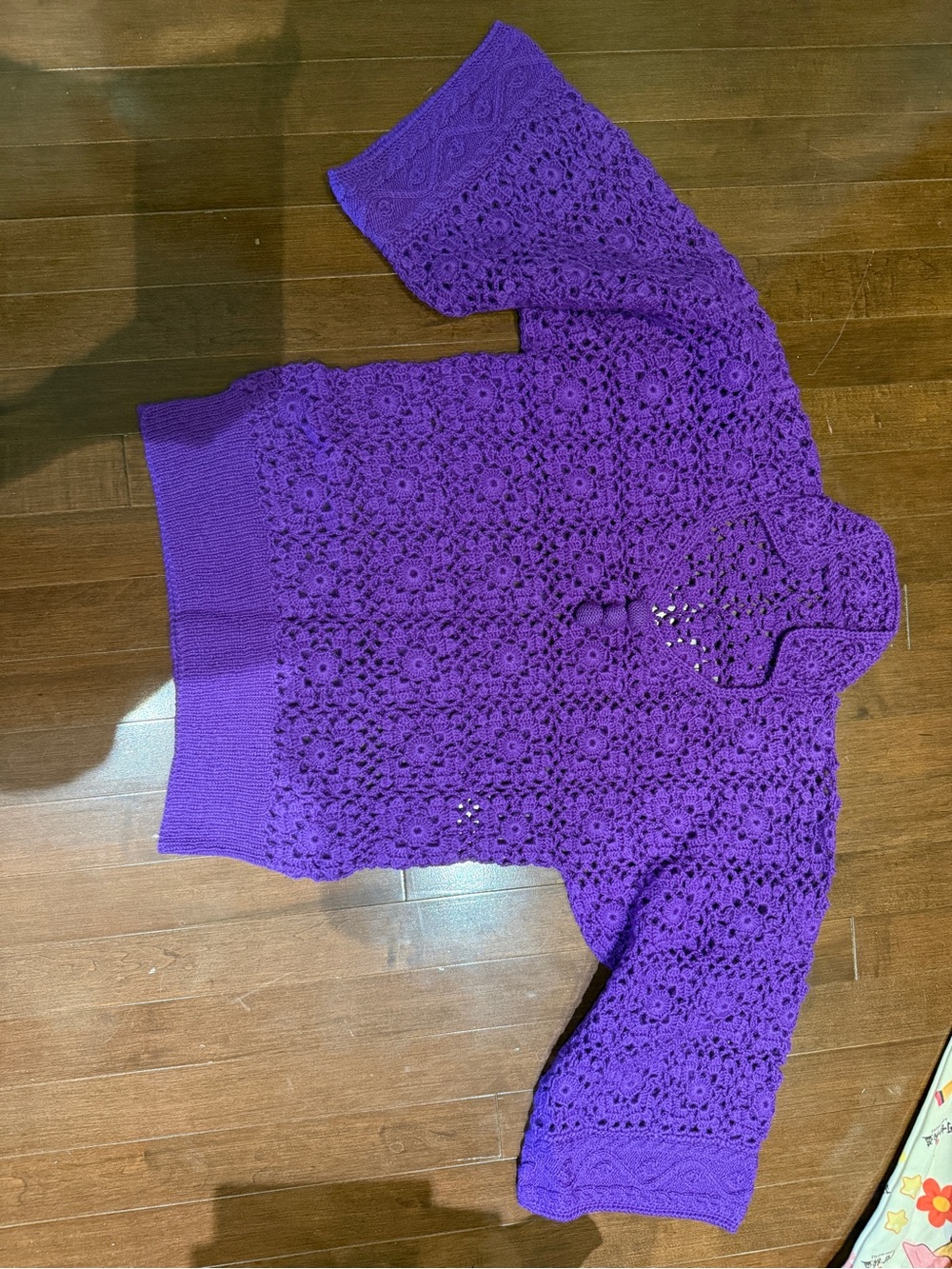 Purple Crochet Knit Women's Sweater Handmade